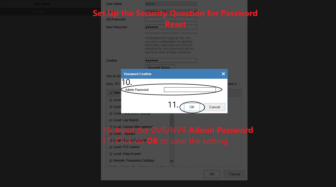 Password Confirm ダイアログで管理者パスワードを入力する