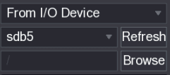 From I/O Device search type with device selection, Refresh, and Browse buttons