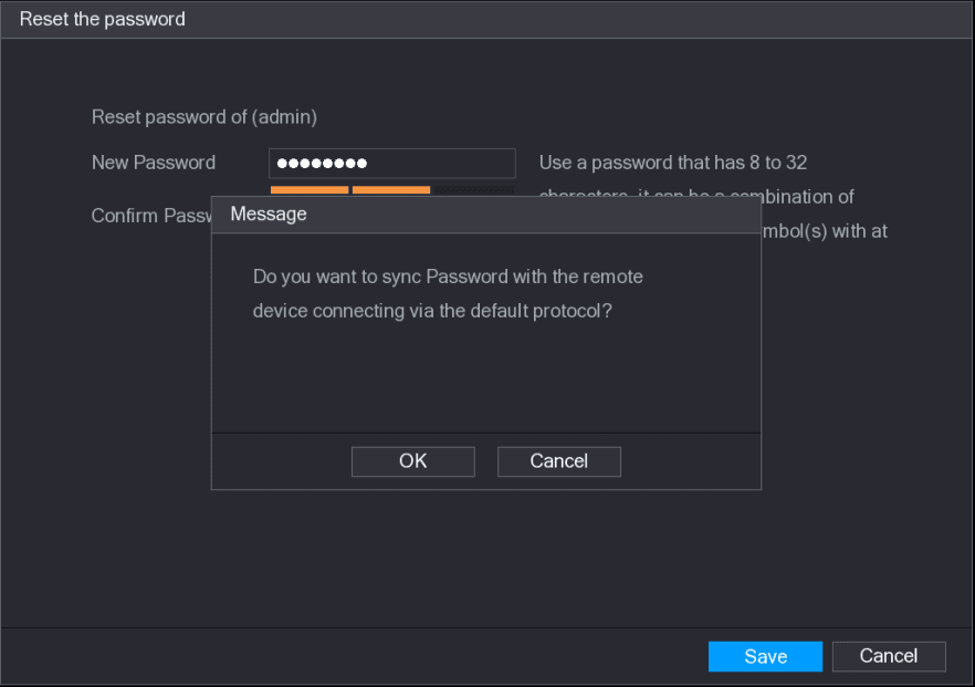 Prompt to sync the password to remote devices
