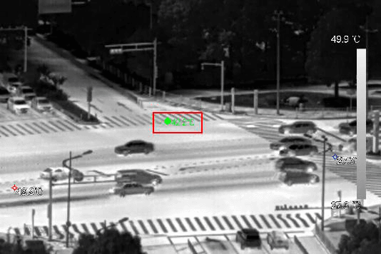 Thermal channel video displaying an instant temperature reading in the corner