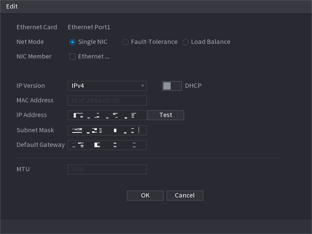 以太网卡编辑界面,含网络模式、IP 版本、DHCP 和 DNS 设置