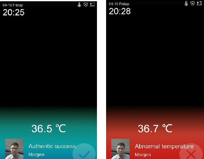 Normal gjenkjenning med normal temperatur og med unormal temperatur