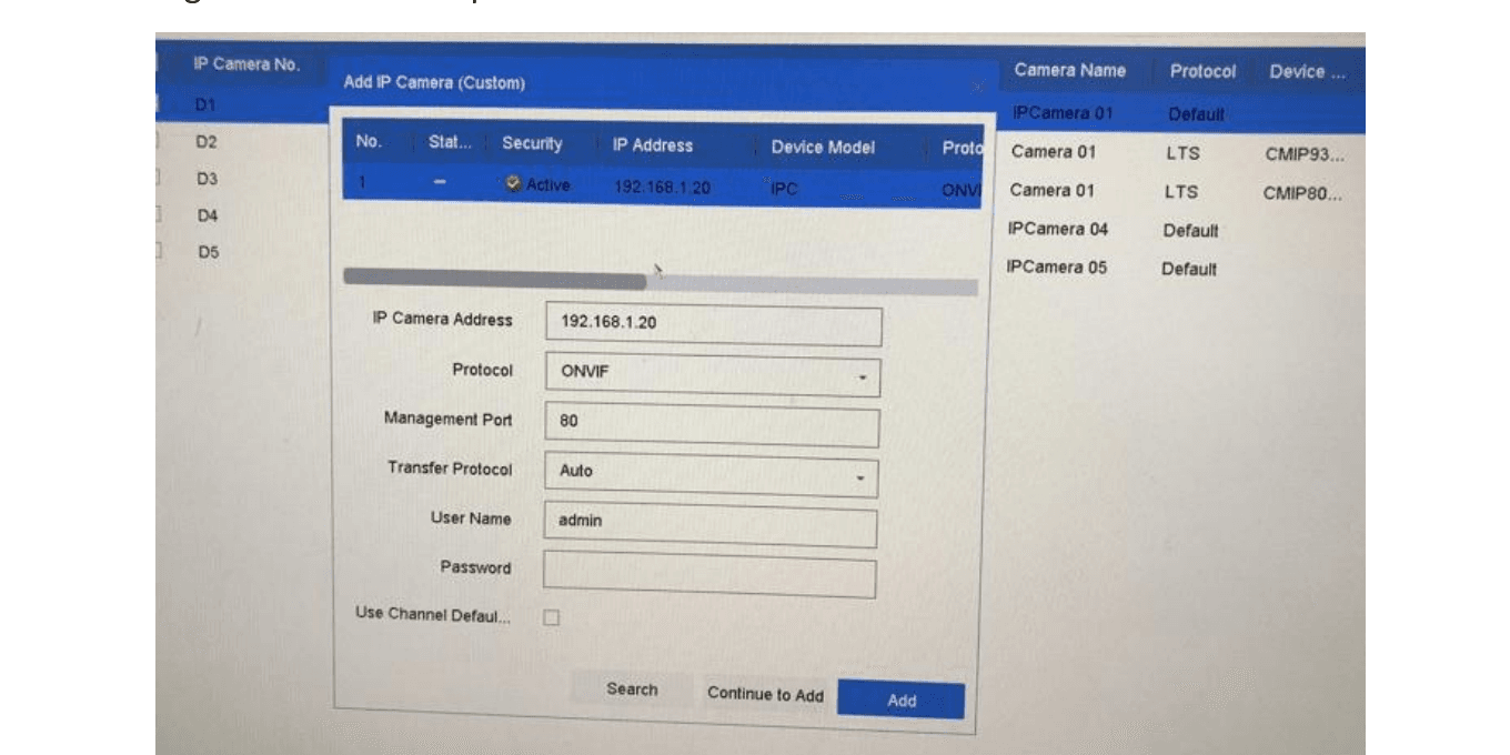 إضافة كاميرا IP