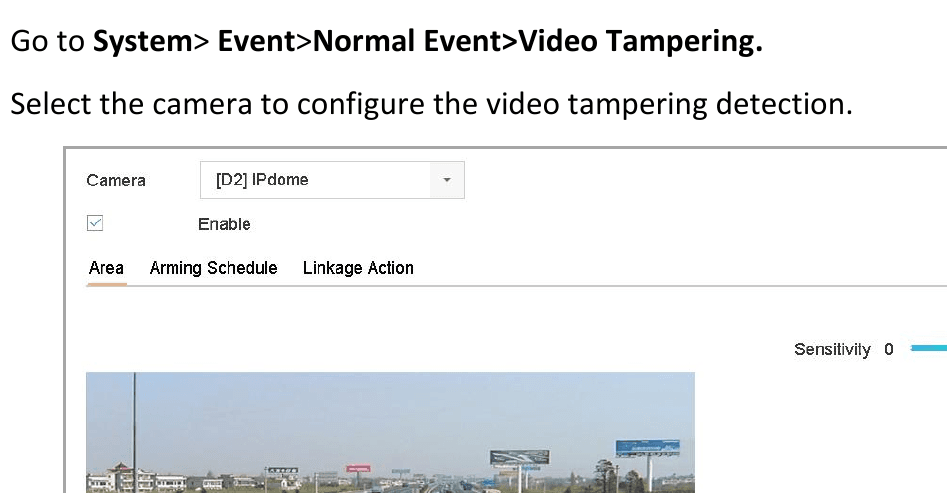 Set Video Tampering Setting