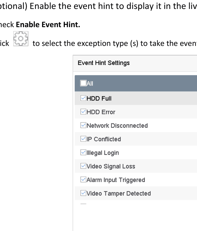 Event Hint Settings