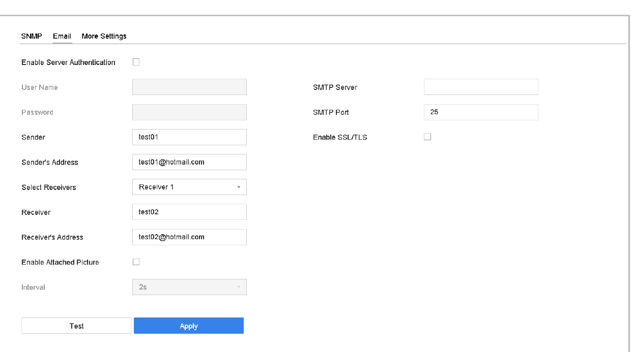E-mail Settings
