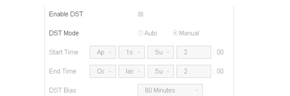 DST Settings Interface