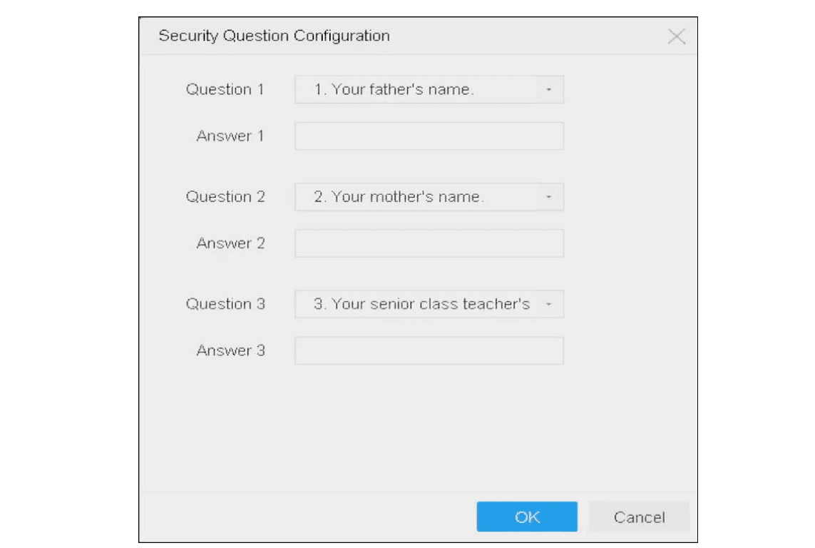 Security Question Configuration