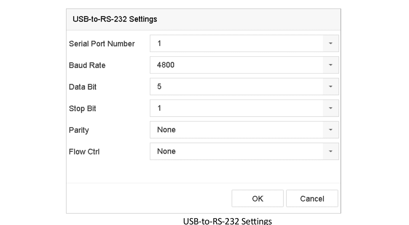 USB-to-RS-232 Settings