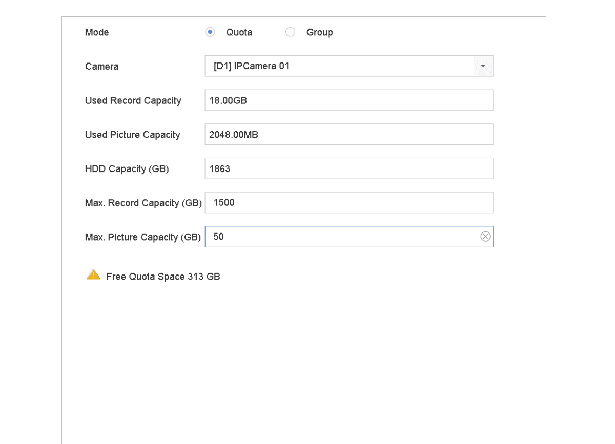 Storage Mode-HDD Quota