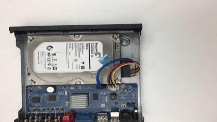 HDD cable and power cable connected to the mainboard