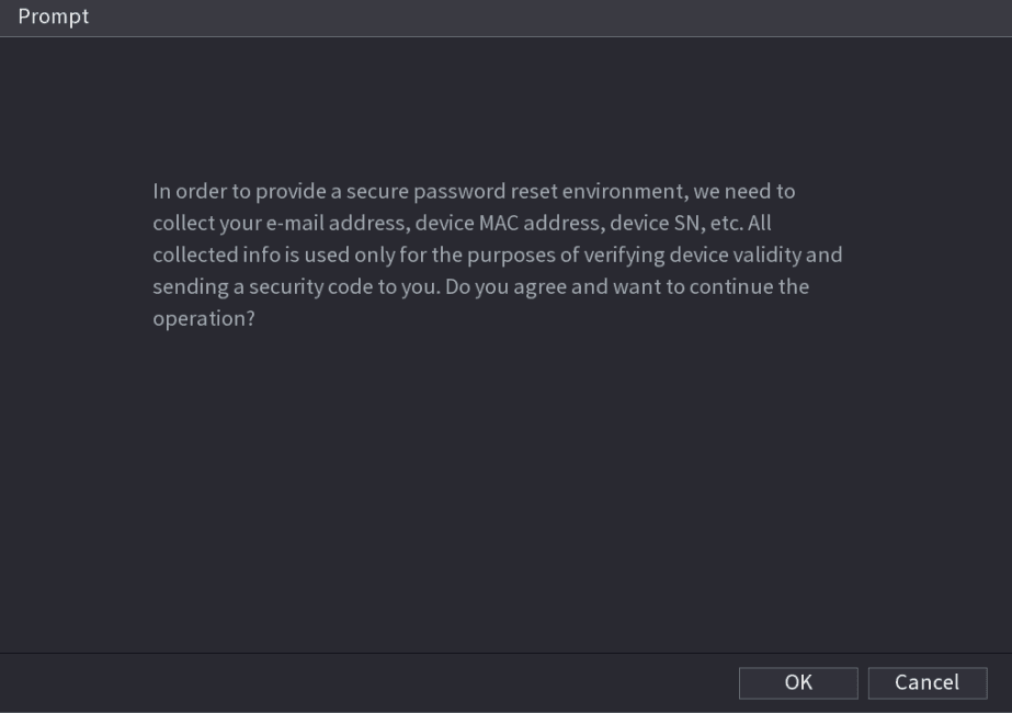 Prompt message dialog before password reset