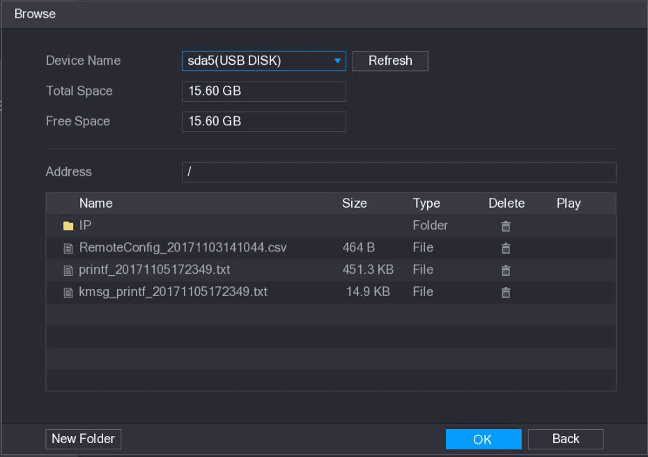 Browse interface for selecting the backup route