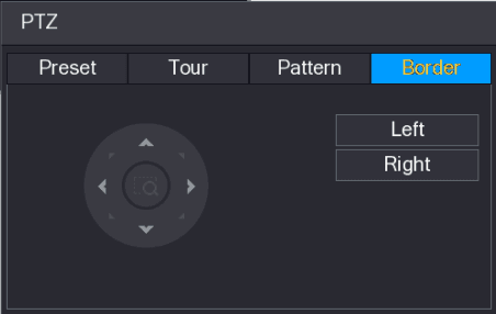Border tab of the PTZ interface showing the direction pad and the Left and Right buttons