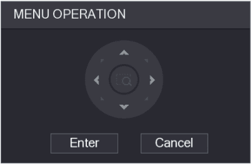 MENU OPERATION interface showing the direction pad and the Enter and Cancel buttons