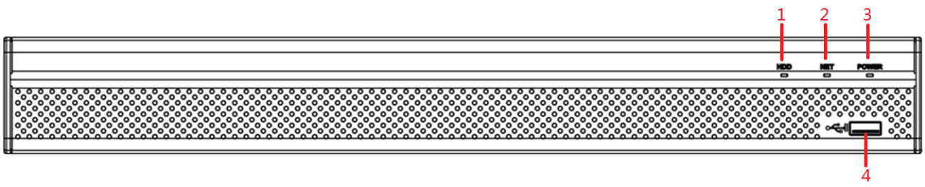 Compact 1U front panel with HDD, NET, POWER indicators and USB port