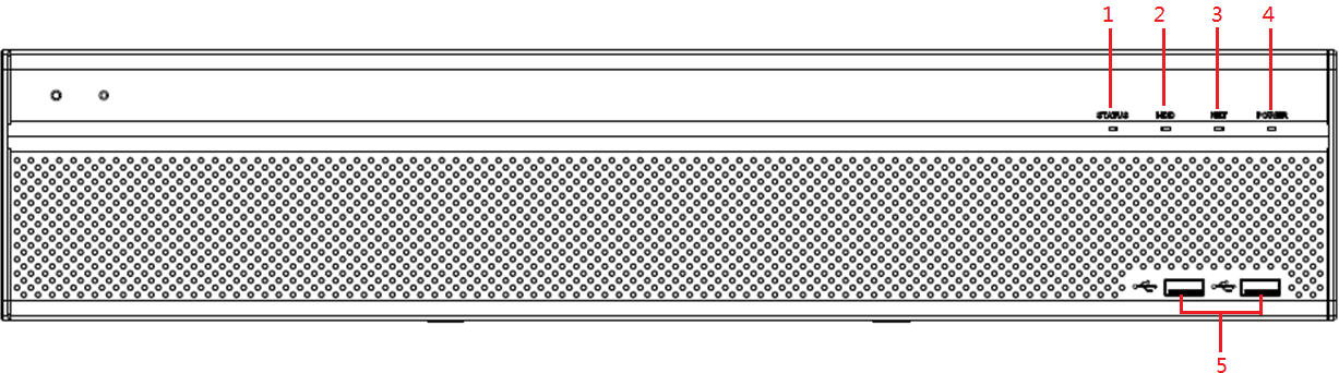 1.5U front panel with status indicators and USB port
