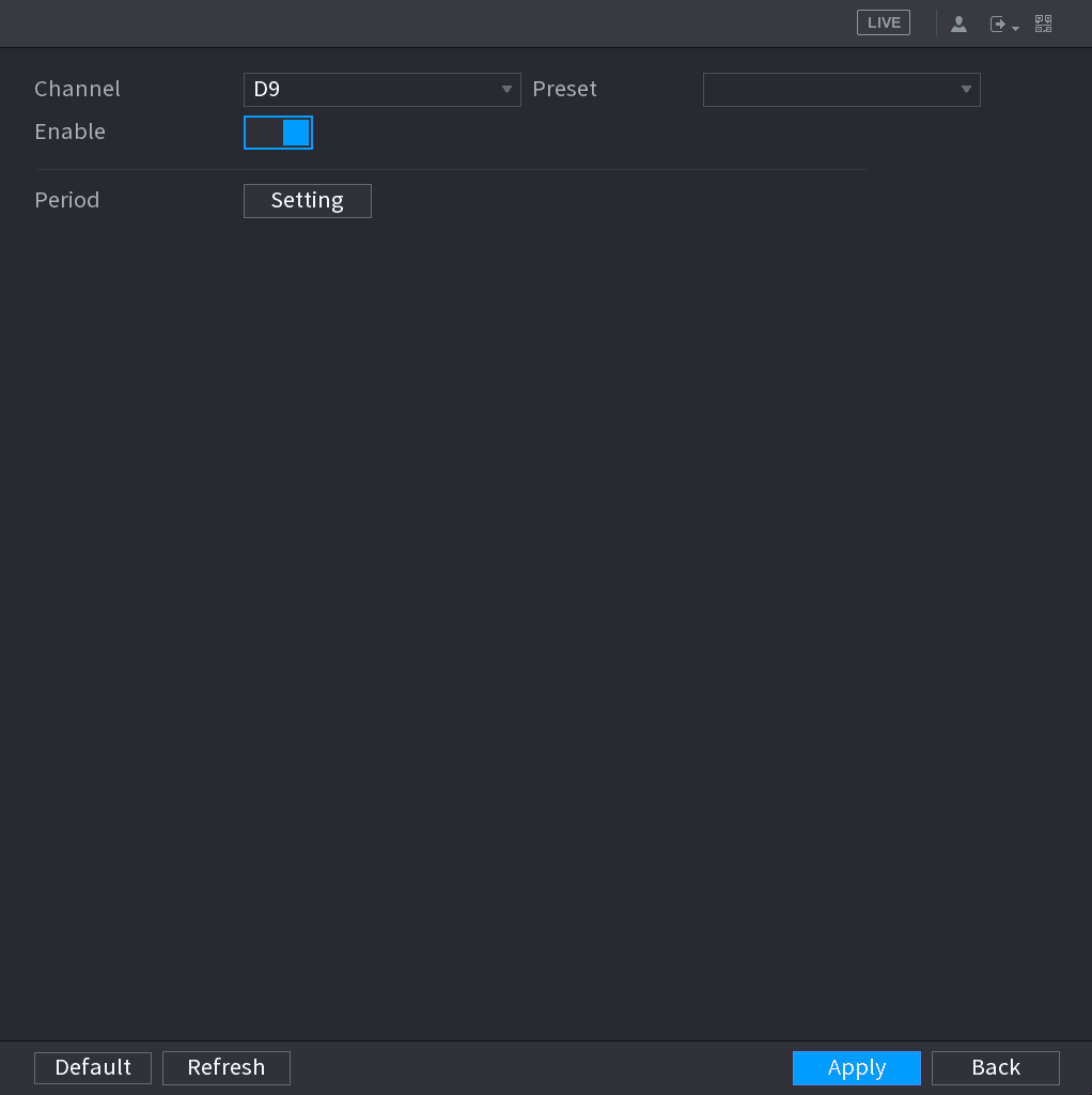 HEAT MAP interface with Channel D9, Preset, Enable and Period settings