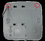 Bottom of the chassis with the two fixing screws highlighted