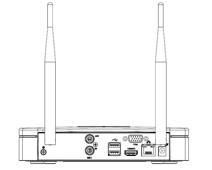 Beneficio Smart 1U with wireless rear panel showing wireless AP antenna and standard ports