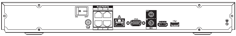 Beneficio 1U (S2) with 4 PoE ports rear panel
