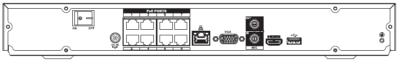 Beneficio 1U (S2) with 8 PoE ports rear panel with eight PoE ports