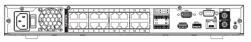Professional 4K 1U with 16 PoE ports rear panel