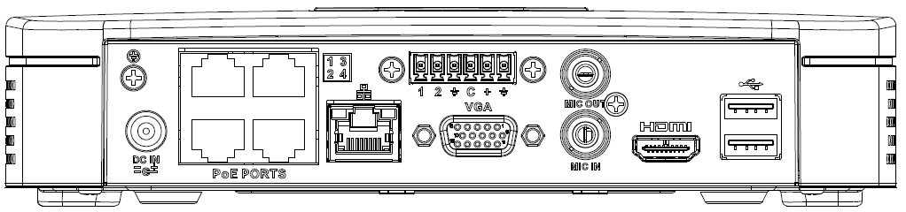 4K Smart 1U (S2) with four PoE ports rear panel