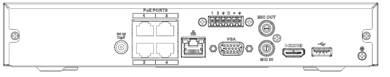 4K Compact 1U (S2) with four PoE ports rear panel