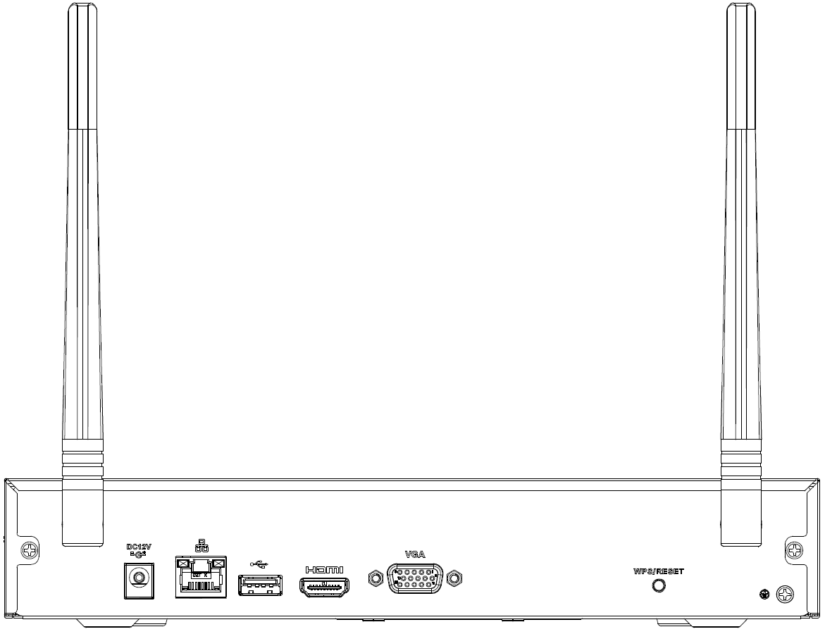 Compact 1U 4K (S2) with Wireless rear panel with power socket, network, USB 2.0, HDMI, VGA, GND and WPS/RESET button