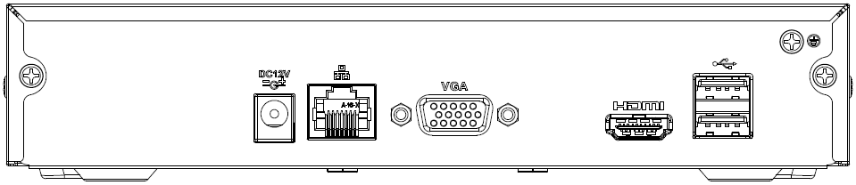 Cooper 1U (S3) rear panel with power input, network, VGA, MIC IN, MIC OUT, HDMI, USB and GND ports