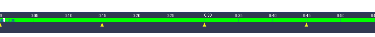 Splice playback time bar with a green recorded segment and yellow markers spaced across the 0:00 to 0:55 timeline